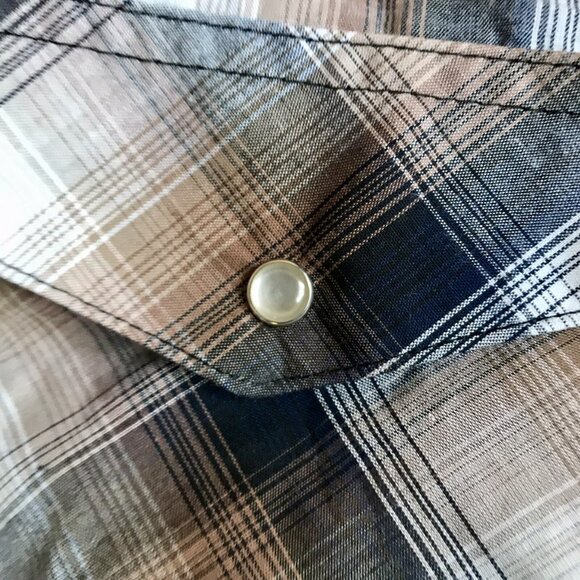 Wrangler Short Sleeve Brown Western Pearl Snap Shirt Mens XL NWOT - Picture 3 of 7